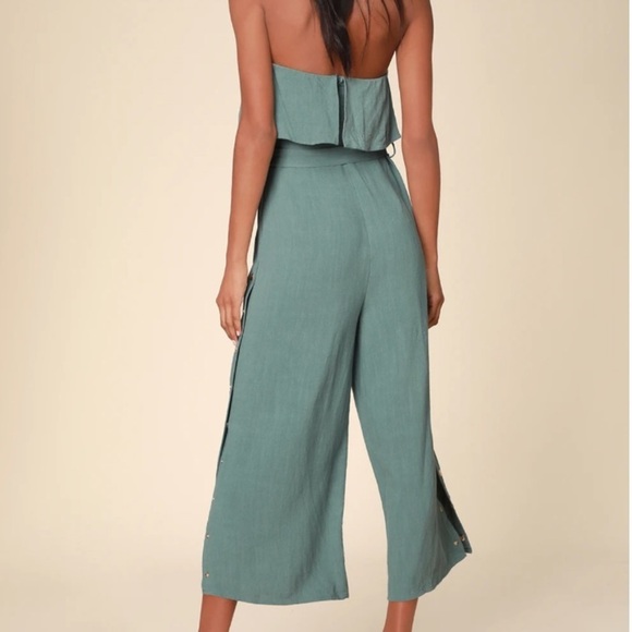 NWT Lulus Lanah Sage Green Strapless Jumpsuit - Picture 8 of 13